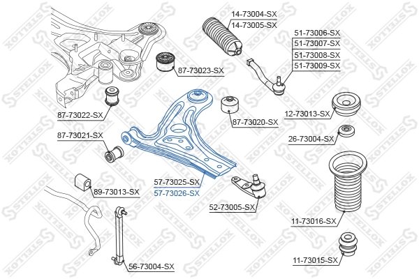 BRAT SUSPENSIE STELLOX 57-73026-SX - Compatibil cu CHEVROLET, DAEWOO