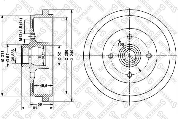 TAMBUR FRANA STELLOX 6025-4709-SX - Compatibil cu AUDI, CHERY, SEAT, SKODA, VW
