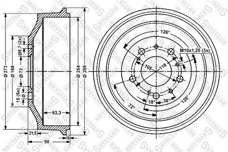 TAMBUR FRANA STELLOX 6026-9906-SX - Compatibil cu ALFA ROMEO, CITROEN, FIAT, PEUGEOT