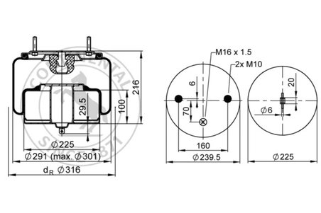 BURDUF SUSPENSIE PNEUMATICA CONTITECH AIR SPRING 6613 N P01 - Piesa auto compatibila cu mai multe marci
