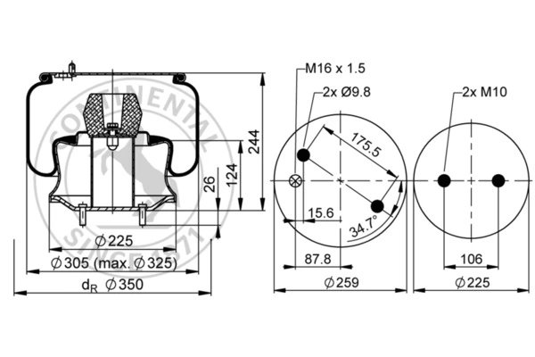 BURDUF SUSPENSIE PNEUMATICA CONTITECH AIR SPRING 6620 N P02 - Piesa auto compatibila cu mai multe marci