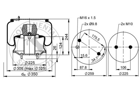 BURDUF SUSPENSIE PNEUMATICA CONTITECH AIR SPRING 6620 N P02 - Piesa auto compatibila cu mai multe marci