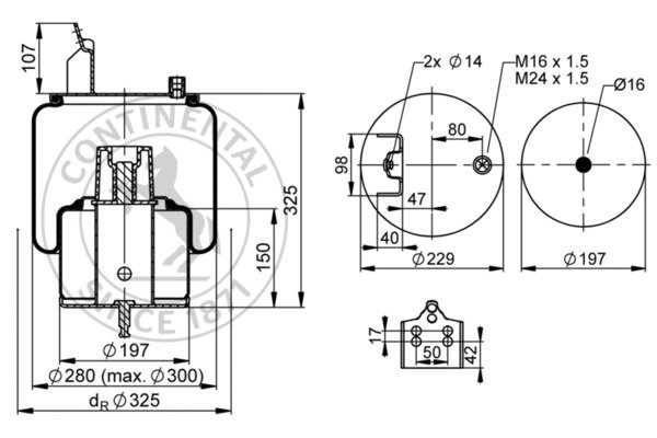 BURDUF SUSPENSIE PNEUMATICA CONTITECH AIR SPRING 6630 N P01 - Piesa auto compatibila cu mai multe marci
