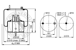 Burduf suspensie pneumatica Contitech AIR Spring 6633 N P01