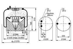 BURDUF SUSPENSIE PNEUMATICA CONTITECH AIR SPRING 6717 N P01 - Piesa auto compatibila cu mai multe marci