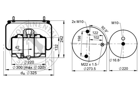 BURDUF SUSPENSIE PNEUMATICA CONTITECH AIR SPRING 6753 N P02R - Piesa auto compatibila cu mai multe marci