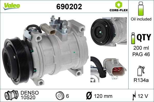 COMPRESOR CLIMATIZARE VALEO 690202 - Compatibil cu CHRYSLER, JEEP
