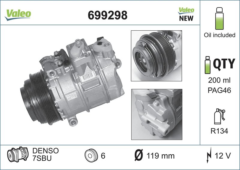 COMPRESOR CLIMATIZARE VALEO 699298 - Compatibil cu CHRYSLER, MERCEDES-BENZ