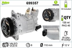 COMPRESOR CLIMATIZARE VALEO 699357 - Compatibil cu AUDI, CUPRA, NISSAN, PROTON, RENAULT, SEAT, SKODA, VW
