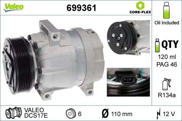 COMPRESOR CLIMATIZARE VALEO 699361 - Compatibil cu NISSAN, OPEL, RENAULT, VAUXHALL