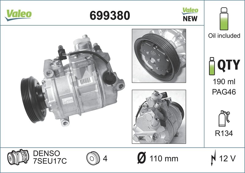 COMPRESOR CLIMATIZARE VALEO 699380 - Compatibil cu AUDI