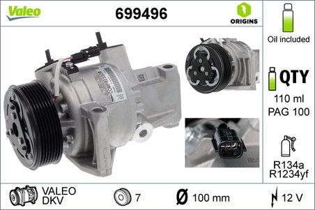 COMPRESOR CLIMATIZARE VALEO 699496 - Compatibil cu DACIA, RENAULT