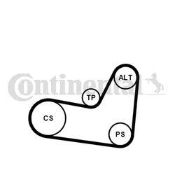 SET CUREA TRANSMISIE CU CANELURI CONTINENTAL 6PK1070K2 - Compatibil cu SEAT, SKODA, VW