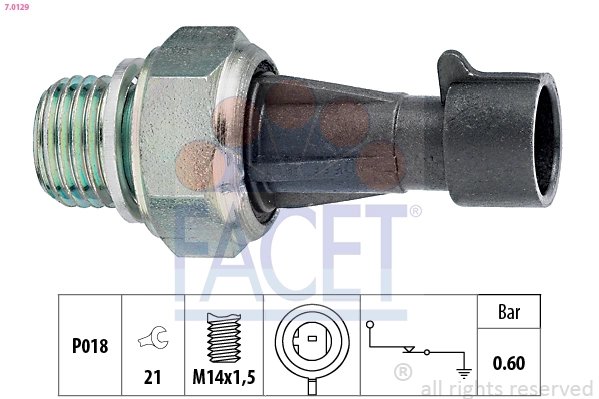 SENZOR PRESIUNE ULEI FACET 7.0129 - Compatibil cu FIAT, IVECO, RENAULT TRUCKS