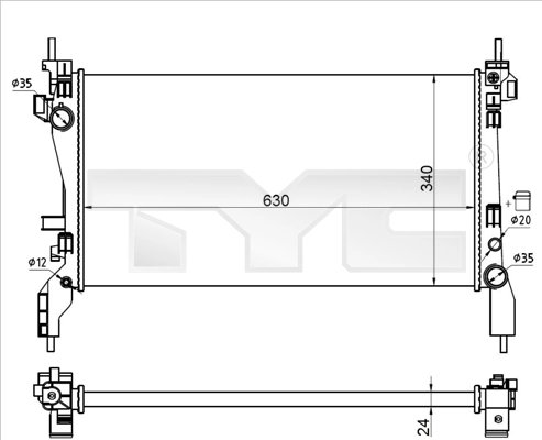 RADIATOR RACIRE MOTOR TYC 709-0021-R - Compatibil cu CITROEN, FIAT, PEUGEOT