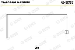 CUZINETI BIELA GLYCO 71-4091/6 0.25MM - Compatibil cu FORD, IRISBUS, IVECO