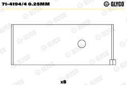 CUZINETI BIELA GLYCO 71-4194/4 0.25MM - Compatibil cu DODGE, FIAT, FORD AUSTRALIA, GALLOPER, HYUNDAI, HYUNDAI (HUATAI), JAC, KIA