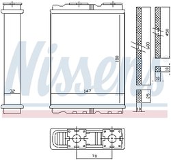 SCHIMBATOR CALDURA INCALZIRE HABITACLU NISSENS 72050 - Compatibil cu FORD, MITSUBISHI, NISSAN, PROTON