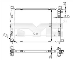 RADIATOR RACIRE MOTOR TYC 728-0062 - Compatibil cu DACIA, RENAULT