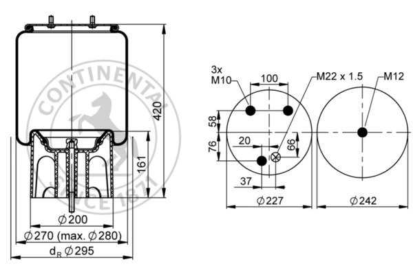 BURDUF SUSPENSIE PNEUMATICA CONTITECH AIR SPRING 792 N P05 - Piesa auto compatibila cu mai multe marci