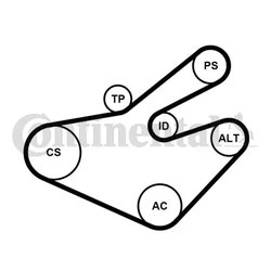 SET CUREA TRANSMISIE CU CANELURI CONTINENTAL 7PK1795K1 - Compatibil cu NISSAN, OPEL, RENAULT, VAUXHALL