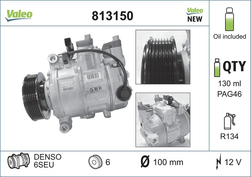 COMPRESOR CLIMATIZARE VALEO 813150 - Compatibil cu AUDI, AUDI (FAW), SEAT