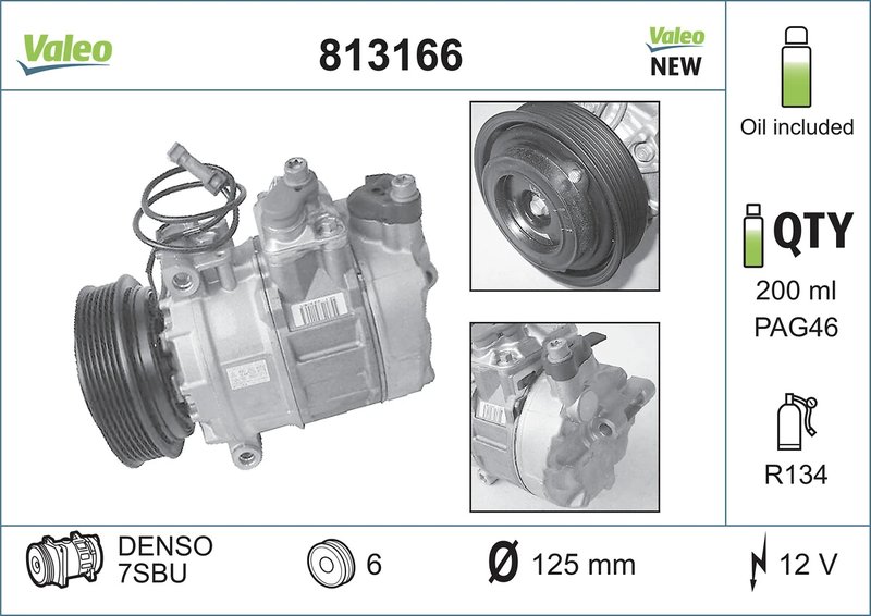 COMPRESOR CLIMATIZARE VALEO 813166 - Compatibil cu AUDI, AUDI (FAW), PORSCHE, SKODA, VW, VW (SVW)