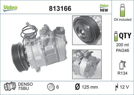 COMPRESOR CLIMATIZARE VALEO 813166 - Compatibil cu AUDI, AUDI (FAW), PORSCHE, SKODA, VW, VW (SVW)
