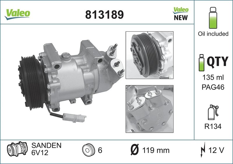 COMPRESOR CLIMATIZARE VALEO 813189 - Compatibil cu CITROEN, NAZA, PEUGEOT