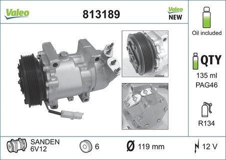 COMPRESOR CLIMATIZARE VALEO 813189 - Compatibil cu CITROEN, NAZA, PEUGEOT