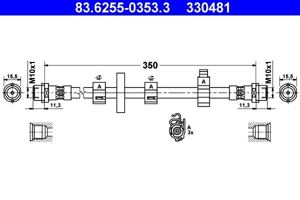FURTUN FRANA ATE 83.6255-0353.3 - Compatibil cu VW