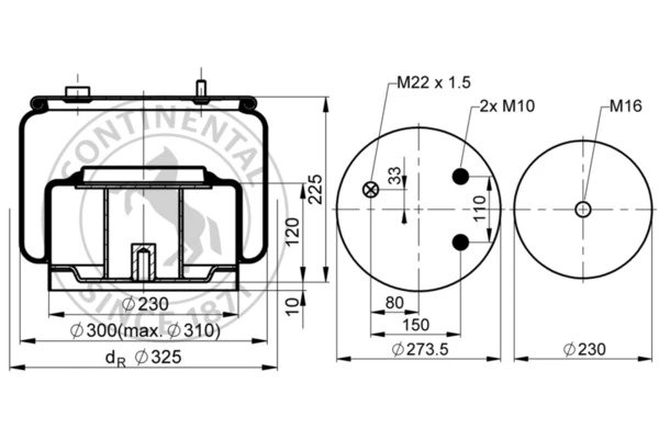 Burduf suspensie pneumatica Contitech AIR Spring 836 N P11