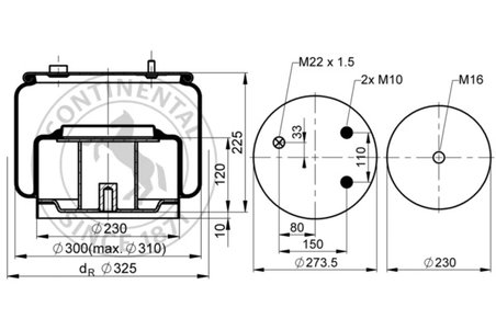 Burduf suspensie pneumatica Contitech AIR Spring 836 N P11