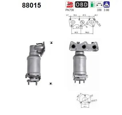 CATALIZATOR AS 88015 - Compatibil cu SEAT, SKODA, VW