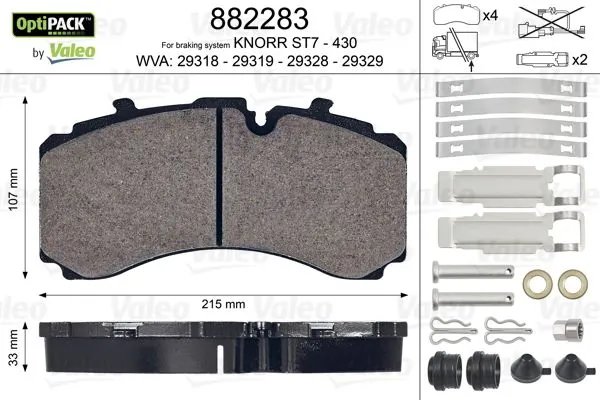 SET PLACUTE FRANA VALEO 882283 - Piesa auto compatibila cu mai multe marci