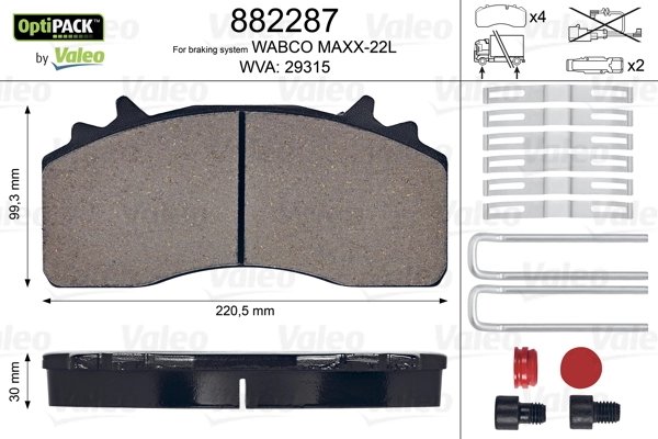 Set placute frana Valeo 882287