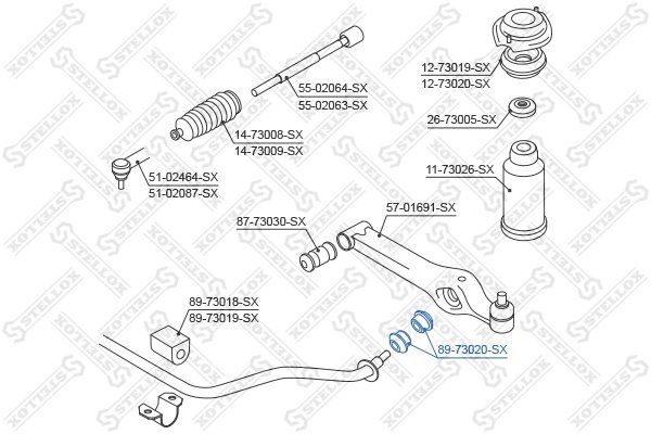 Bucsa bara stabilizatoare Stellox 89-73020-SX