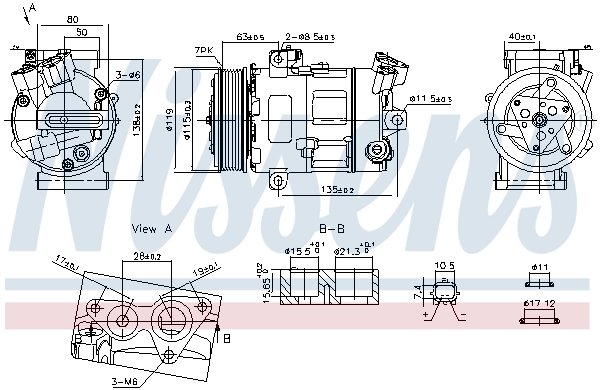 COMPRESOR CLIMATIZARE NISSENS 890947 - Compatibil cu FIAT, NISSAN, OPEL, RENAULT, VAUXHALL