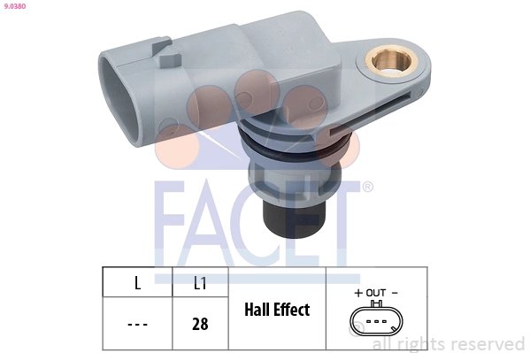 SENZOR IMPULSURI ARBORE COTIT FACET 9.0380 - Compatibil cu ALFA ROMEO, CHEVROLET, CHRYSLER, CITROEN, FIAT, FORD, LANCIA, OPEL, P