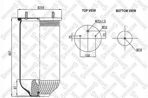 BURDUF SUSPENSIE PNEUMATICA STELLOX 90-26190-SX - Piesa auto compatibila cu mai multe marci
