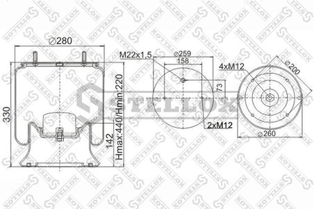 BURDUF SUSPENSIE PNEUMATICA STELLOX 90-40041-SX - Piesa auto compatibila cu mai multe marci