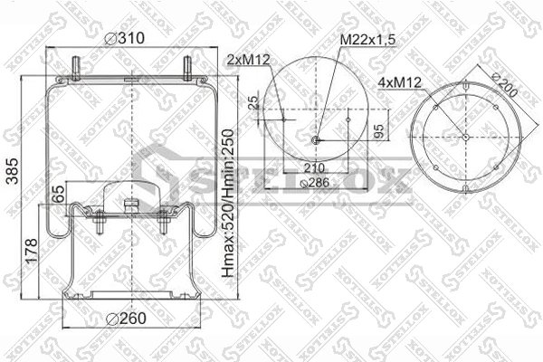 BURDUF SUSPENSIE PNEUMATICA STELLOX 90-40231-SX - Compatibil cu DAF, RENAULT TRUCKS, SCANIA