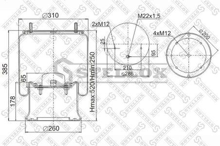 BURDUF SUSPENSIE PNEUMATICA STELLOX 90-40231-SX - Compatibil cu DAF, RENAULT TRUCKS, SCANIA