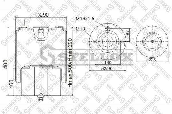 BURDUF SUSPENSIE PNEUMATICA STELLOX 90-47181-SX - Compatibil cu VOLVO