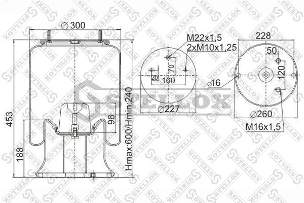 BURDUF SUSPENSIE PNEUMATICA STELLOX 90-91209-SX - Piesa auto compatibila cu mai multe marci