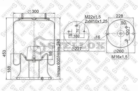 BURDUF SUSPENSIE PNEUMATICA STELLOX 90-91209-SX - Piesa auto compatibila cu mai multe marci