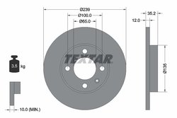 DISC FRANA TEXTAR 92010603 - Compatibil cu AUDI, SEAT, VW, VW (FAW), VW (SVW)