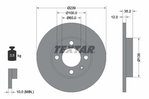DISC FRANA TEXTAR 92010603 - Compatibil cu AUDI, SEAT, VW, VW (FAW), VW (SVW)