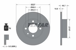DISC FRANA TEXTAR 92019300 - Compatibil cu AUTOBIANCHI, BERTONE, FIAT, FORD OTOSAN, FSO, INNOCENTI, LANCIA, MERCEDES-BENZ, PININ