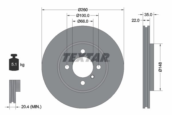 DISC FRANA TEXTAR 92026503 - Compatibil cu BMW
